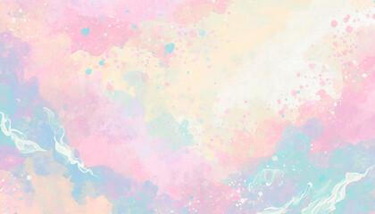 pastel tone hand drawn abstract watercolor painting wallpaper, 16:9 widescreen background - obrazy, fototapety, plakaty