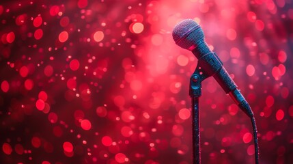 microphone on red background