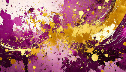 abstract grunge wallpaper with purple and gold hand drawn brush strokes, 16:9 widescreen background