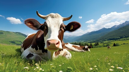 Fototapeta na wymiar livestock cow in field