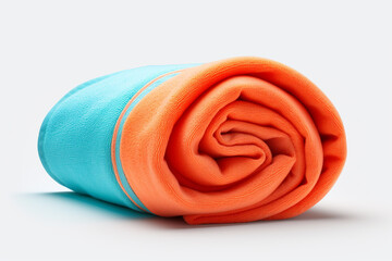Rolled orange fabric isolated on white background. Clipping path included.