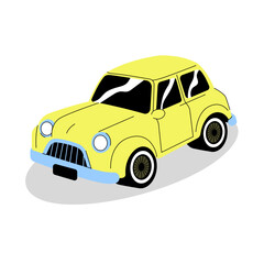 Classic Yellow Car Flat Style Element