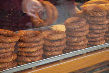 Turkish Bagel Simit selling in a van 
