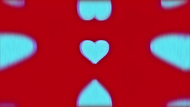 valentines day glitch visual, heart shape symbol, analog CRT vhs style, retro heart