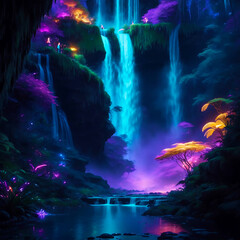 Colorful waterfall background
