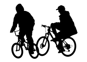 Sport people whit bike on white background