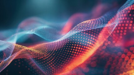 Fototapeta premium Neon Flux: Vibrant Particle Waveforms