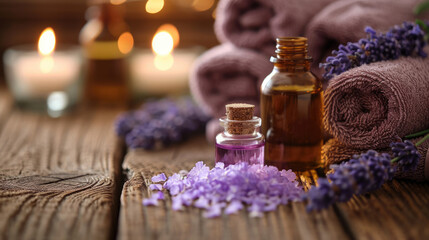 Obraz na płótnie Canvas Tranquil spa scene with aromatherapy elements for rejuvenating wellness. Ai Generated