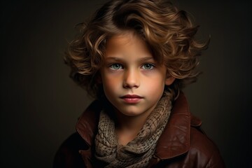 Portrait of a beautiful little girl with curly hair. Beauty, fashion.