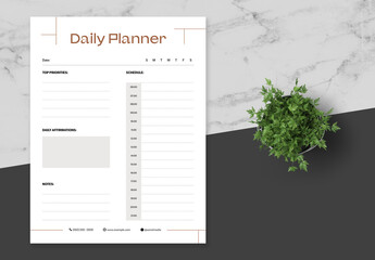 Brown and White Minimalist Modern Daily Planner