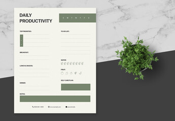Black and Green Productivity Planner