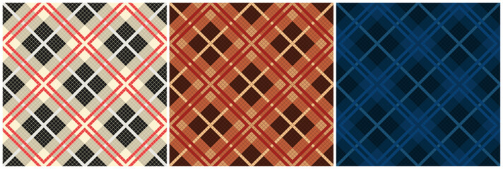 Tartan fabric Classic color set made from square shapes seamless pattern vector illustration.