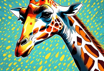 a colorful illustration of a giraffe head 