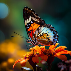 Macro shot of a butterfly on a flower. 