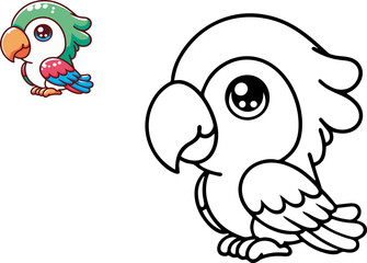 Coloring book with cute bird, vector illustration.