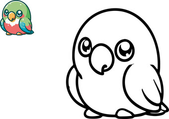 Coloring book with cute bird, vector illustration.