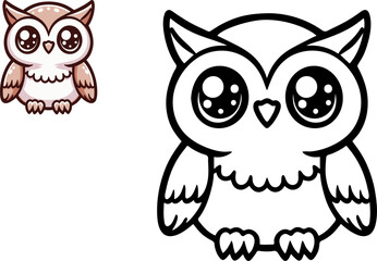 Fototapeta premium Illustration of Cartoon owl, Coloring book