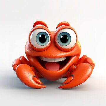 flat logo of Cute lobster with big eyes lovely little animal 3d rendering cartoon character 