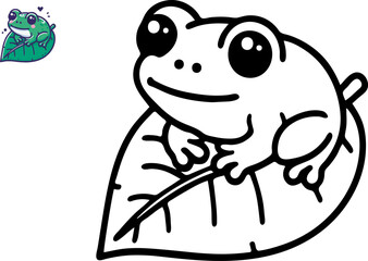 Illustration of Cartoon frog, Coloring book