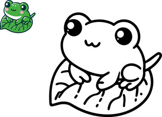 Illustration of Cartoon frog, Coloring book