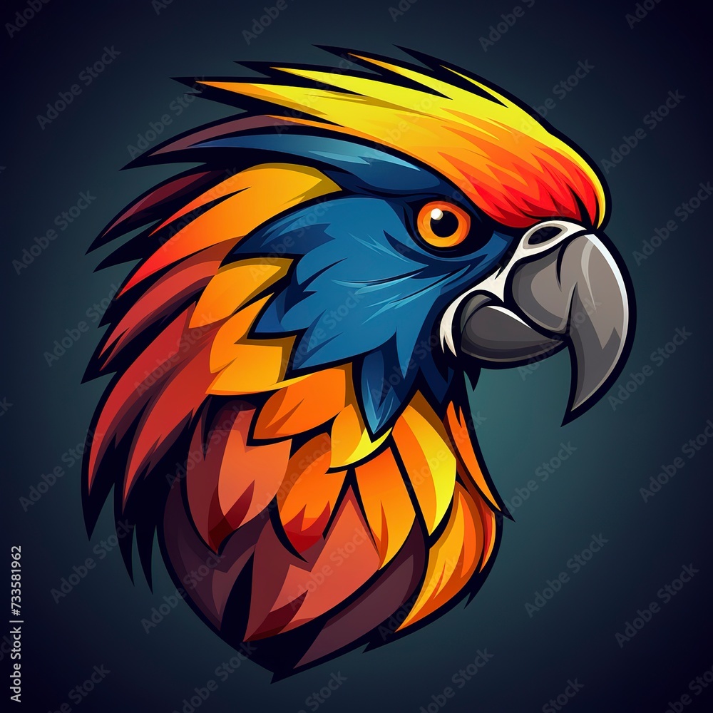 Canvas Prints flat logo of Vector parrot design 