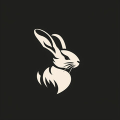 Obraz premium ベクターデザインうさぎのロゴ。黒の背景の動物のロゴ。アイコン。シンボル。 Vector design rabbit logo. Animal logo on black background. Icon. Symbol. [Generative AI]