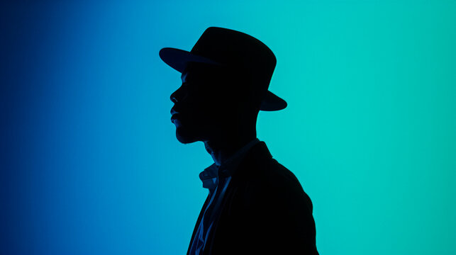 Young afro american man wearing hat against blue cool background