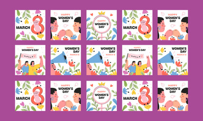 happy women day march vector illustration flat design