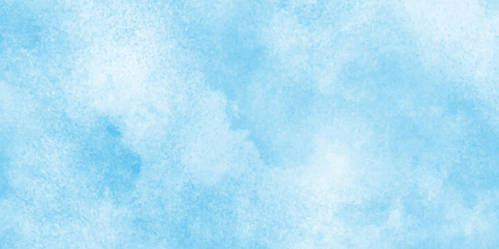 Abstract painted light blue clouds watercolor background,Abstract Blue Water color background, Illustration, blurred and grainy Blue powder explosion on white background,Turquoise color handmade illus