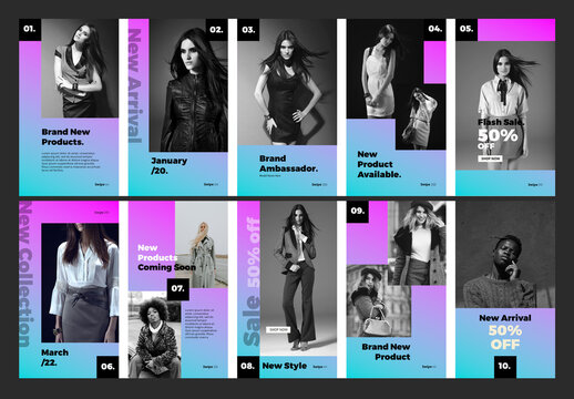 Fashion Black Gradient Social Media Stories Template