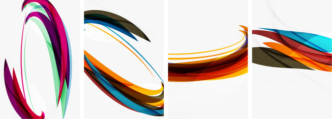 Colorful wave lines poster set for wallpaper, business card, cover, poster, banner, brochure, header, website