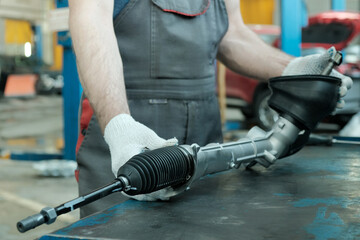 Major repairs of the car. Replacement of the steering rack. An auto mechanic performs quality...