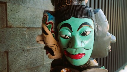 Topeng Tradisional Indonesia. Indonesian wooden masks, one of the traditional art culture from...