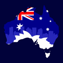 Obraz na płótnie Canvas map of australia with australian flag