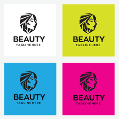 Beauty woman logo with editable vector file