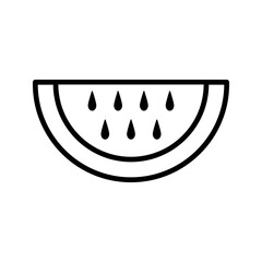 Watermelon fruit slice or cross section with seeds line art vector icon color editable
