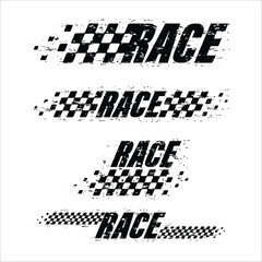 Sport race track grunge text and flags