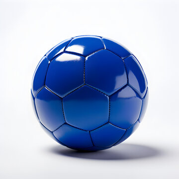 Blue Soccer ball on a white background 