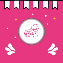 happy birthday flat style line balloons background