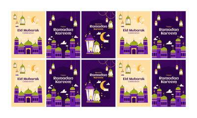 happy celebrate ramadan kareem vector illustration flat design