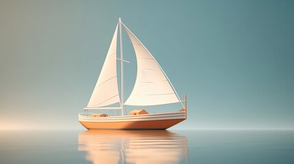 A sailboat on a calm sea.