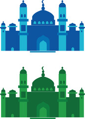 mosque colorfull sillhouette vector illustration