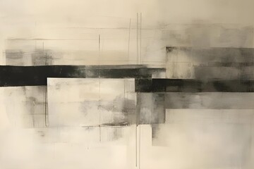 Minimalist abstract composition focuses on beauty of simplicity, using sparse lines and neutral tones to evoke calmness.