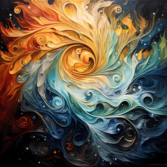 Abstract art with swirling patterns. -