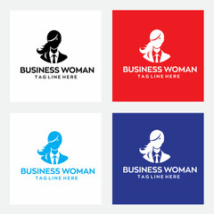 business woman logo with editable vector file