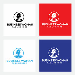 business woman logo with editable vector file