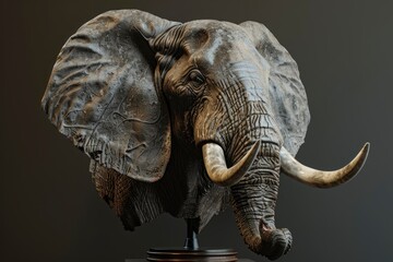 elephant profile portrait on black background - generative ai - obrazy, fototapety, plakaty