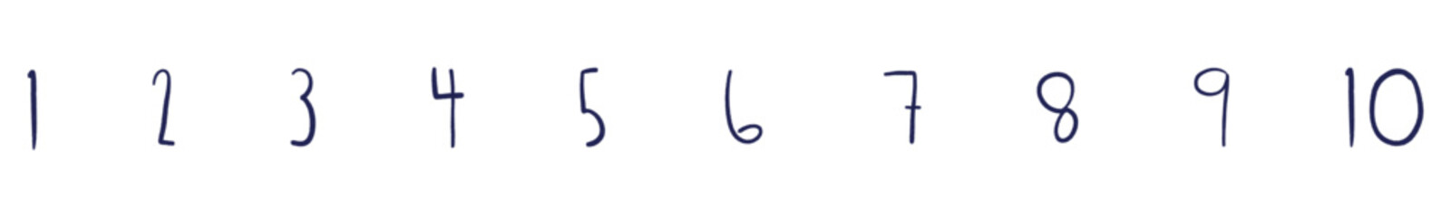 Obraz premium Handwritten Number 1-10 in Dark Blue Ink Brush