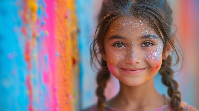Little Girl Standing in Front of a Wall