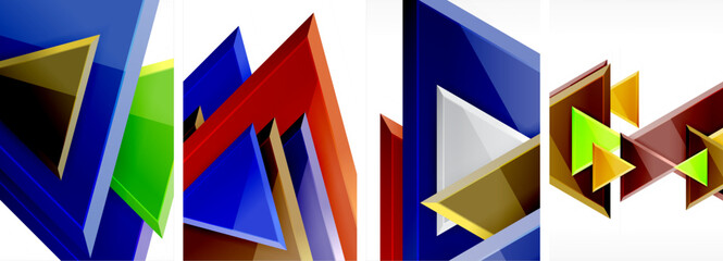 Triangle composition poster background set for wallpaper, business card, cover, poster, banner, brochure, header, website